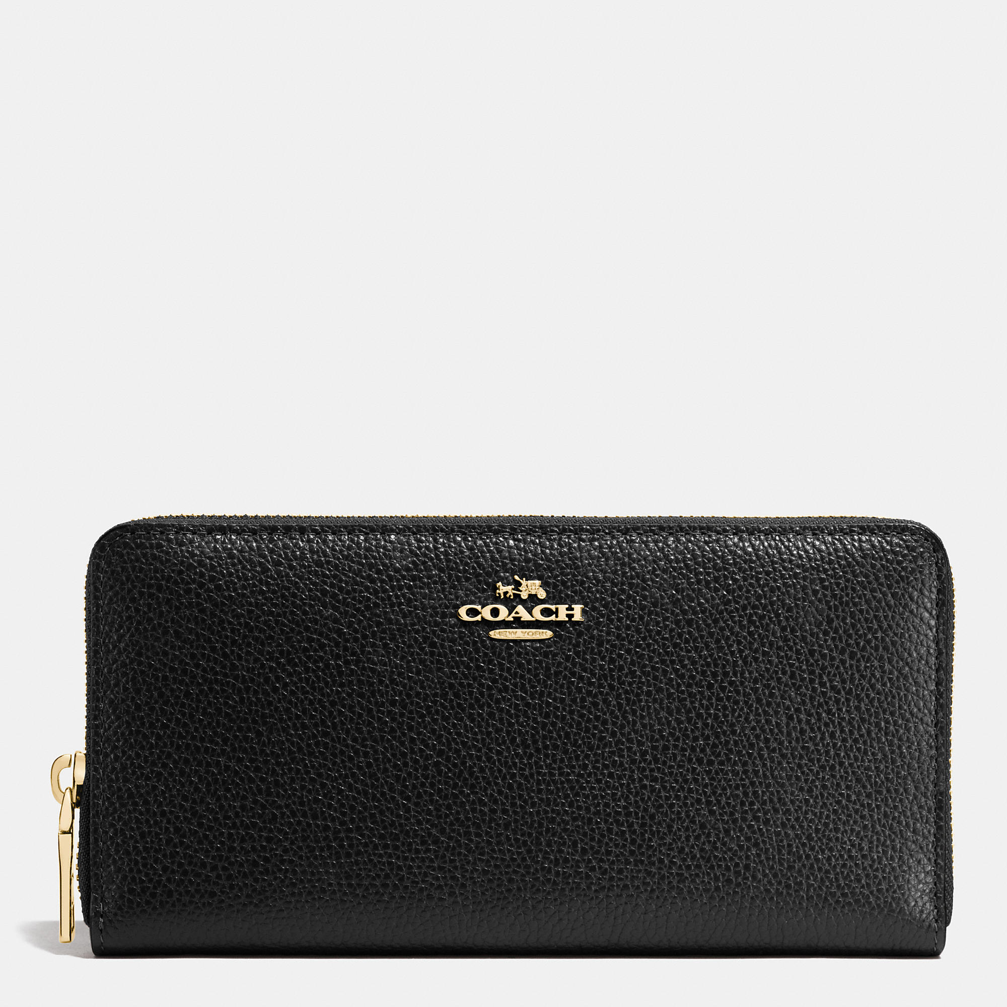 Good Quality Coach Accordion Zip Wallet In Pebble Leather  Good Quality Coach Accordion Zip Wallet In Pebble Leather